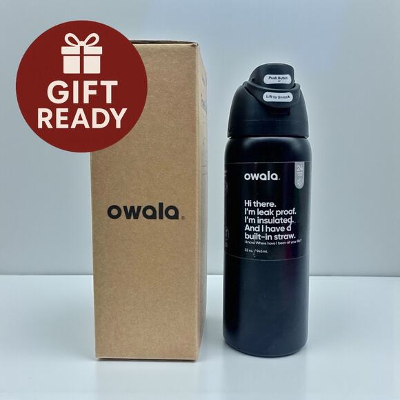Owala FreeSip 32 oz Water Bottle. Very Very Dark. New in Box. Great Holiday Gift - Picture 1 of 5